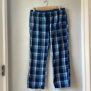 Psycho Bunny Mens Plaid Pajama Pants Size L Blue Cotton